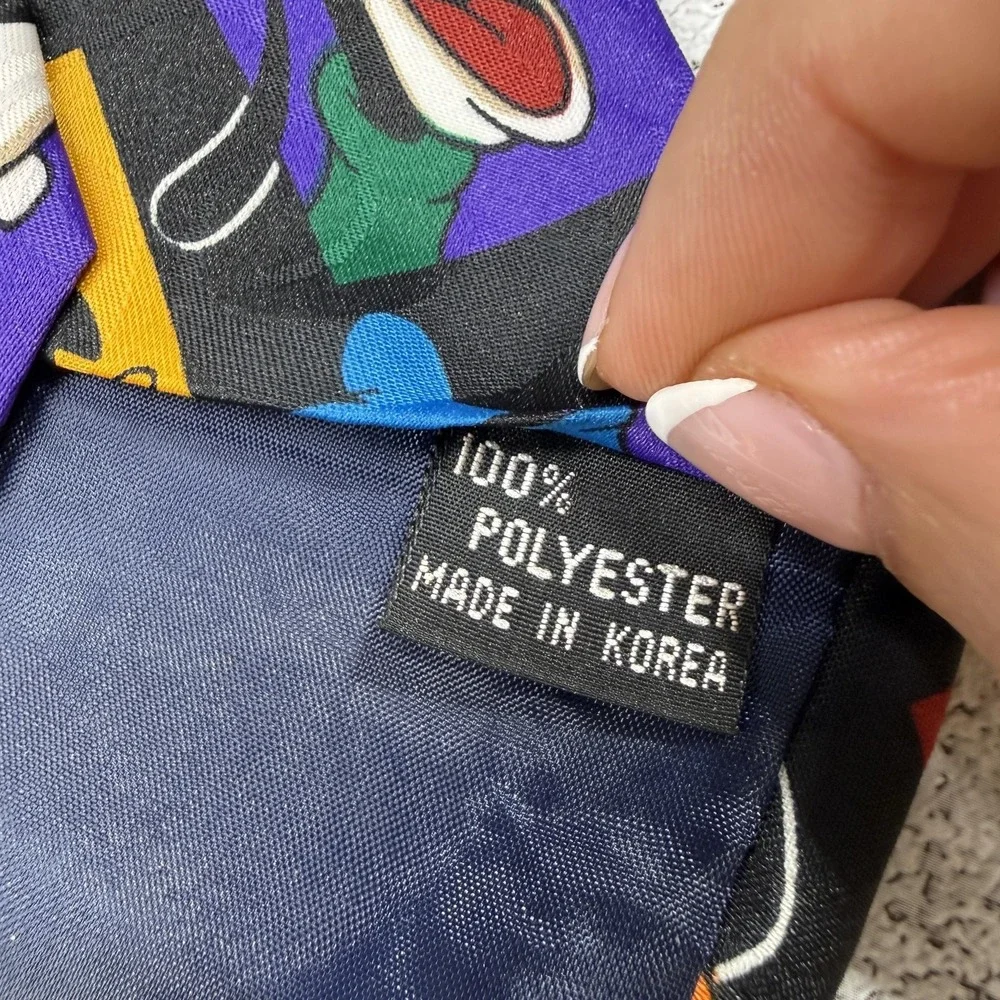 Disney Polyester Tie Mens One Size Black Geometric‎ Made IKorea Necktie